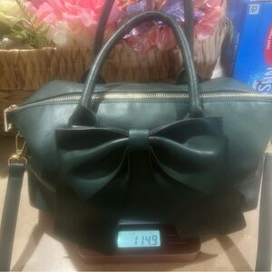 Karl Lagerfeld Green Satchel with Bow Detail